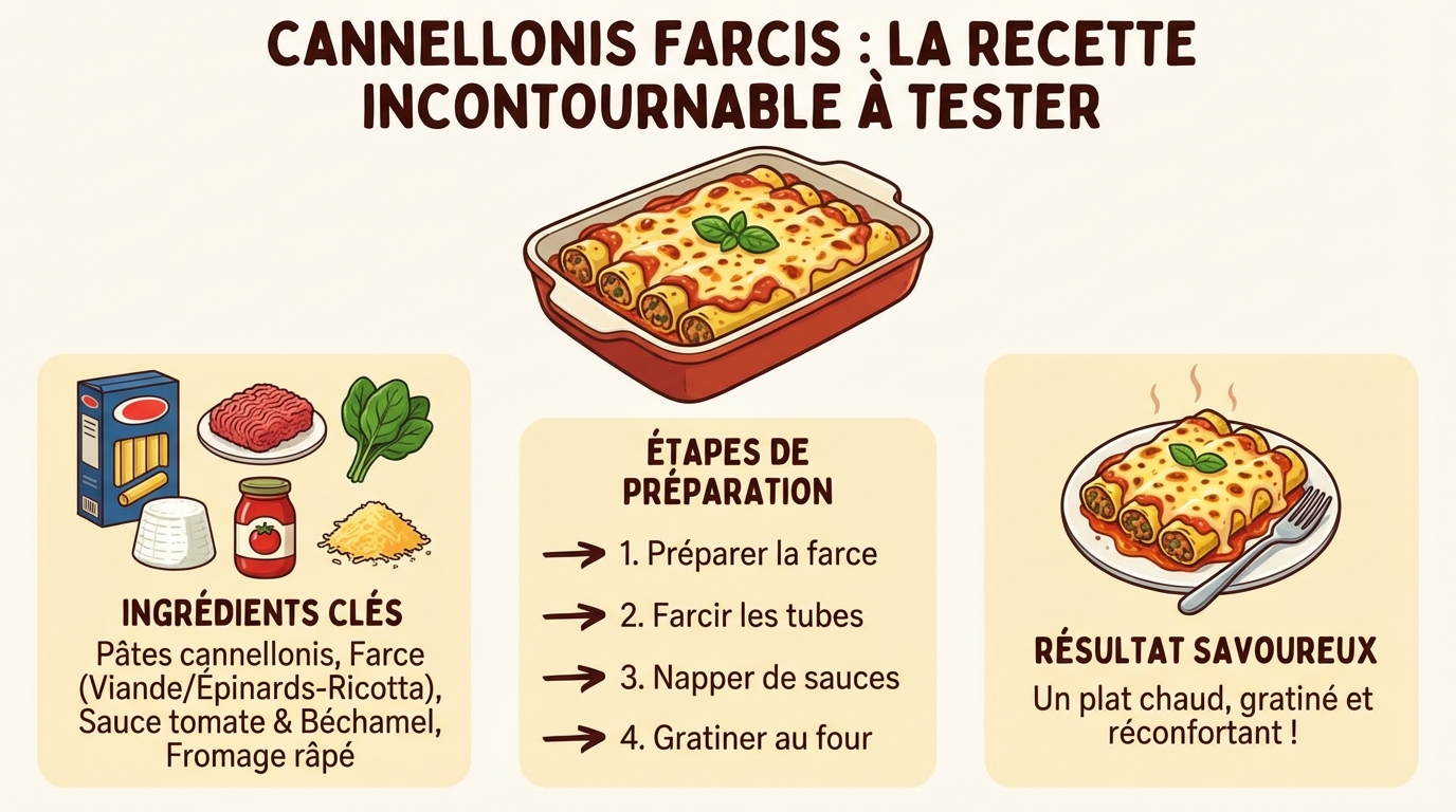 Étapes de préparation des cannellonis farcis