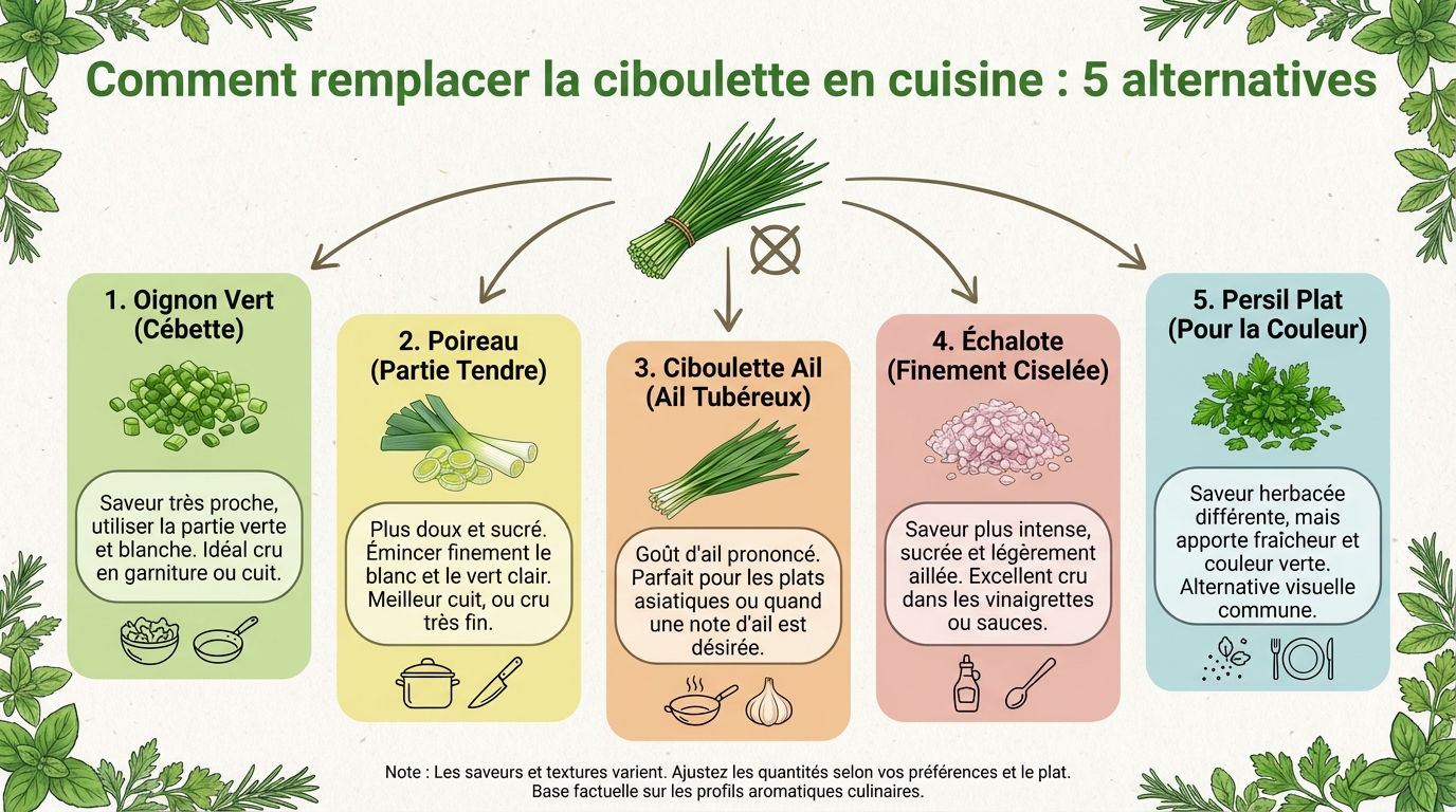 Comment remplacer la ciboulette en cuisine : 5 alternatives 1 Quelles alternatives choisir ?