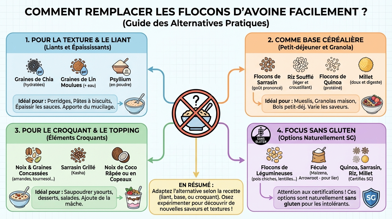 Comment remplacer les flocons d’avoine facilement ? 1 Comment intégrer ces alternatives dans vos recettes ?