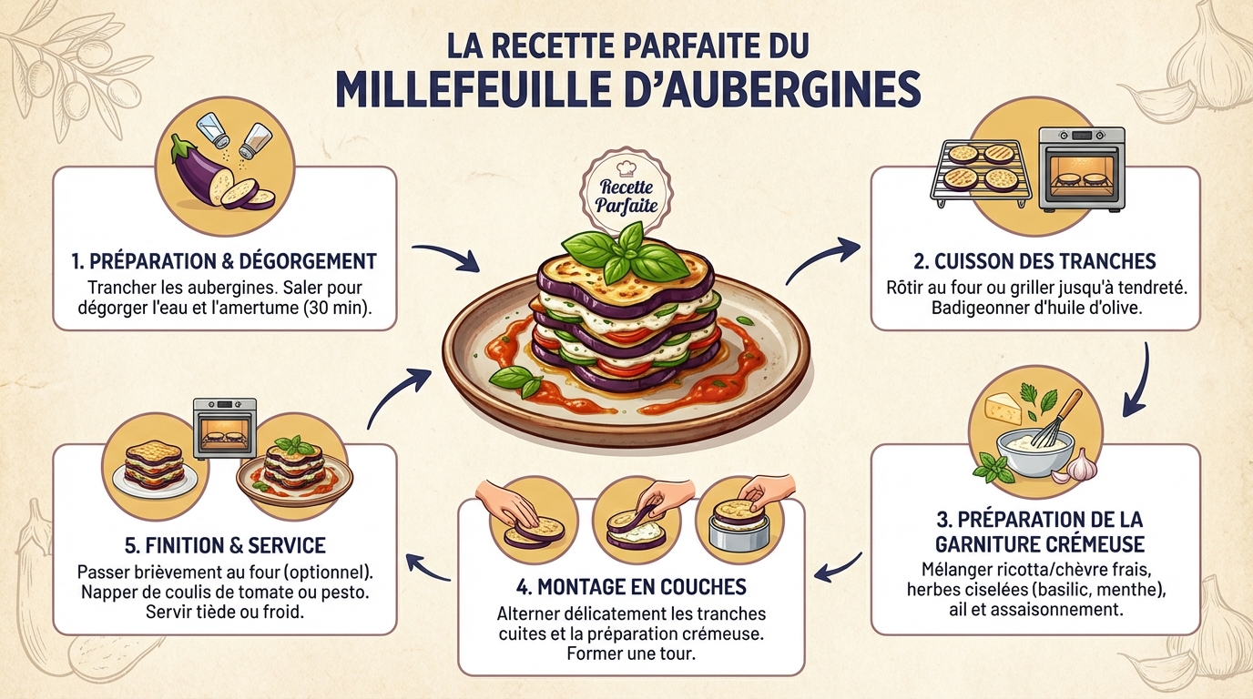 Découvrez la recette parfaite du millefeuille d'aubergines 1 Étapes de préparation