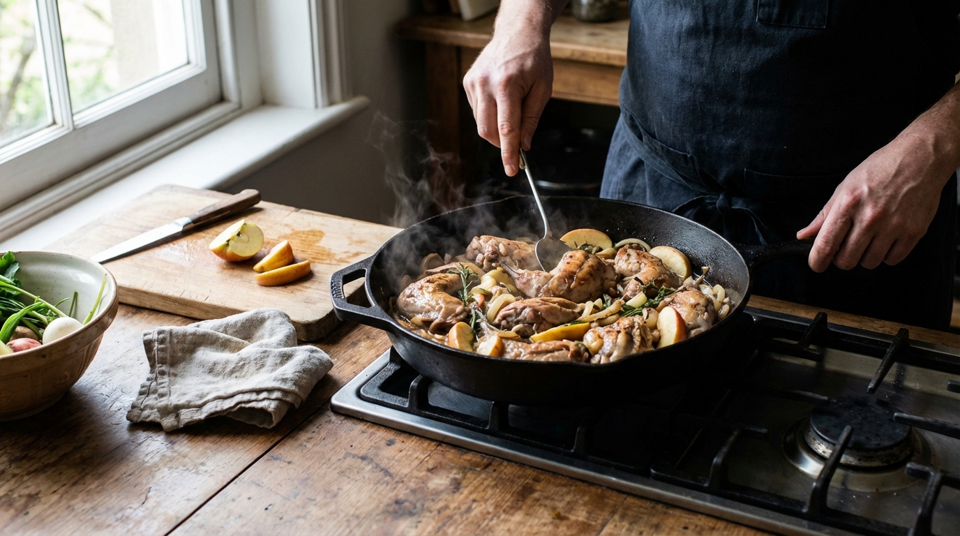 Délicieuse recette de sauté de lapin aux pommes