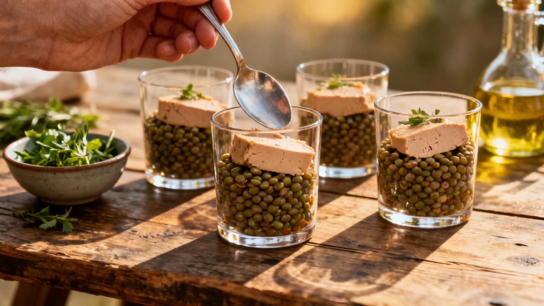 La recette parfaite de verrines lentilles foie gras