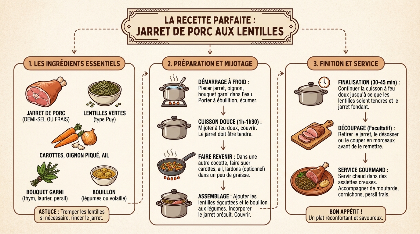 La recette parfaite du jarret de porc aux lentilles 1 Étapes de préparation
