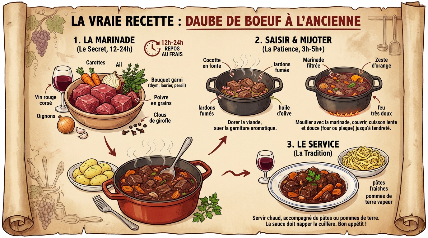 La vraie recette de daube de boeuf à l'ancienne 1 Étapes de préparation