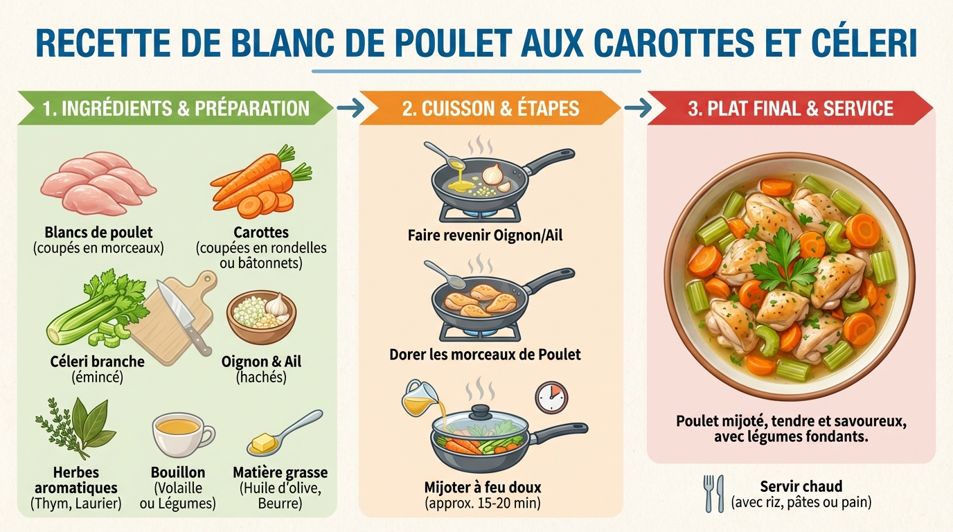 Recette de blanc de poulet aux carottes et céleri 1 Étapes de la recette