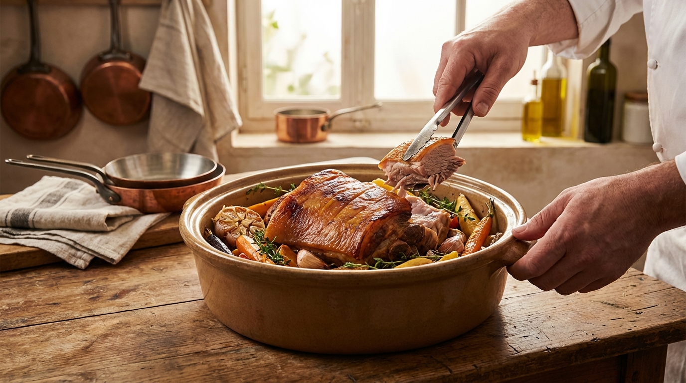 Recette d'échine de porc confite au four