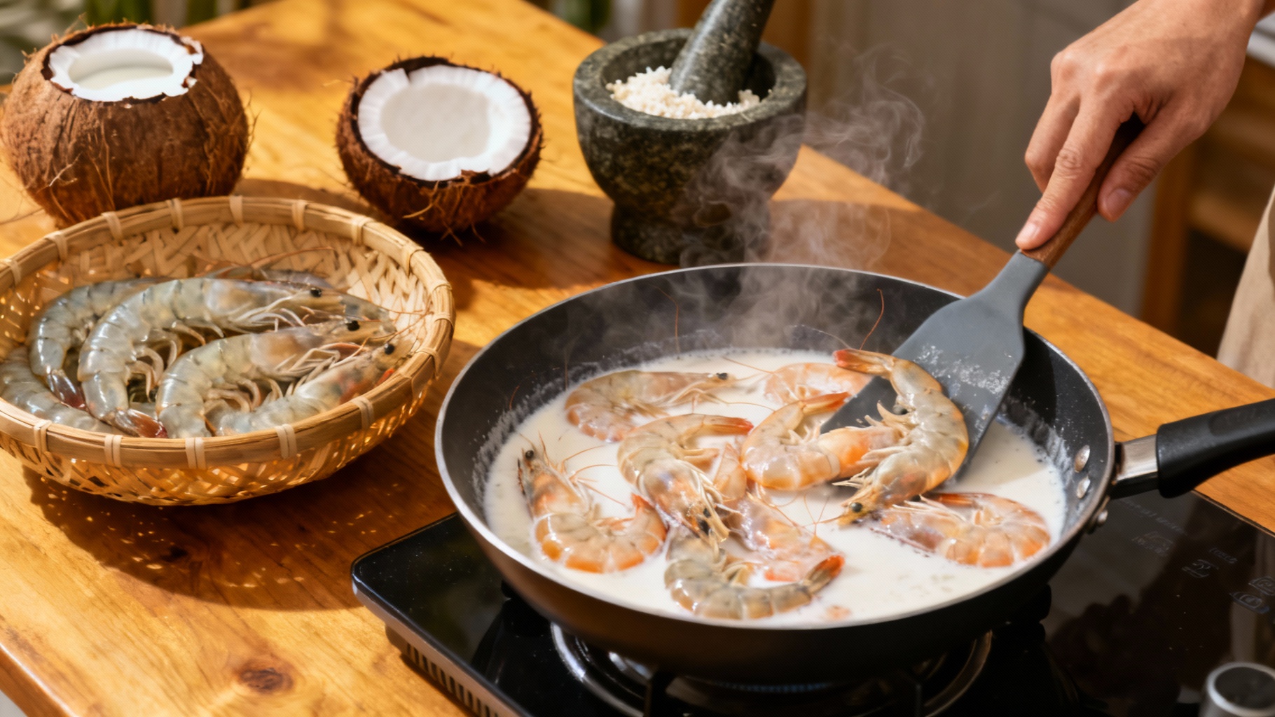Savourez des crevettes à la noix de coco délicieuses